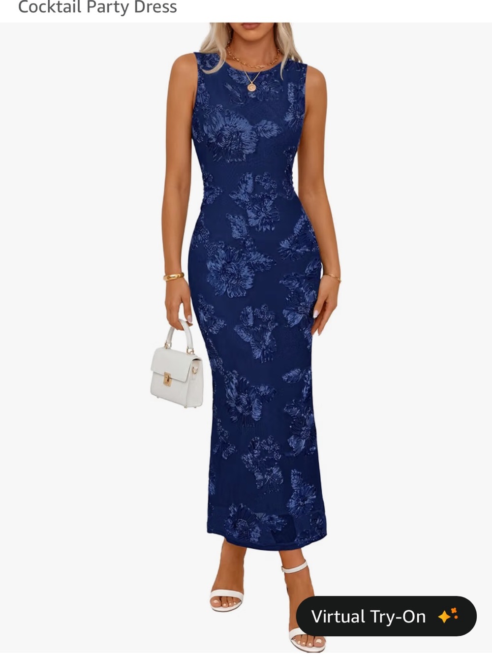 Navy Floral Sleeveless Maxi Dress
